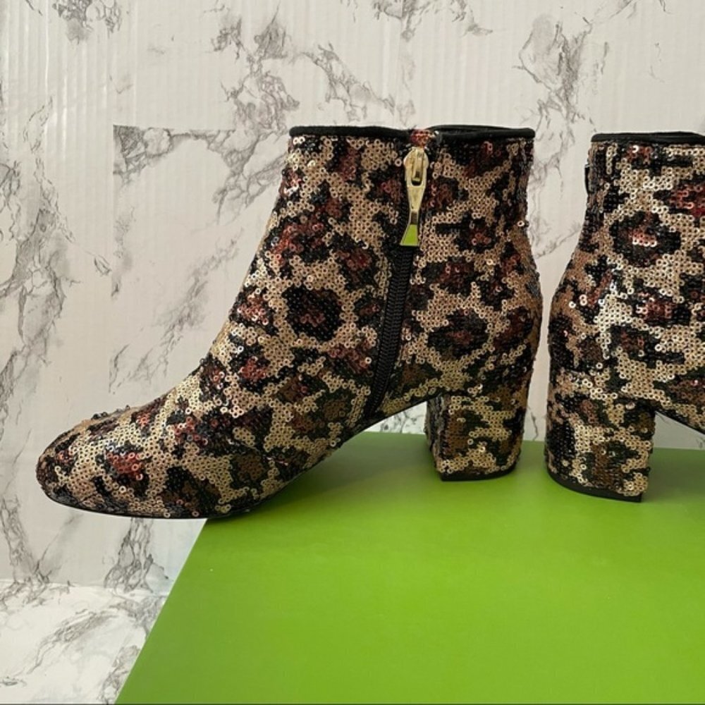 Kate Spade Langley Bootie Leopard Sequin Bow 6 - Picture 9 of 11